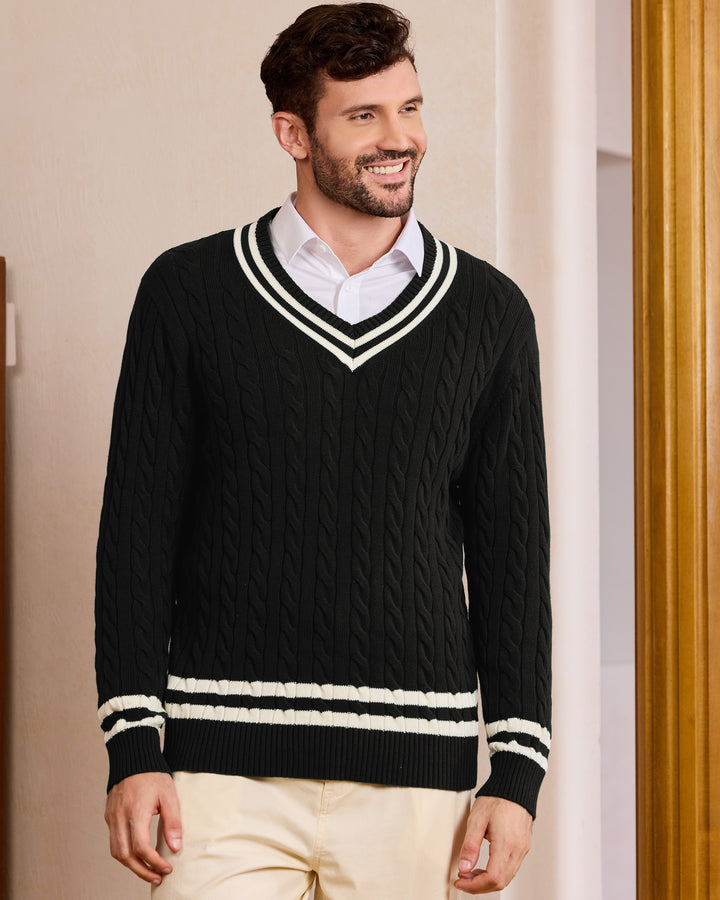 Cotton Retro Cable-Knit Pullover
