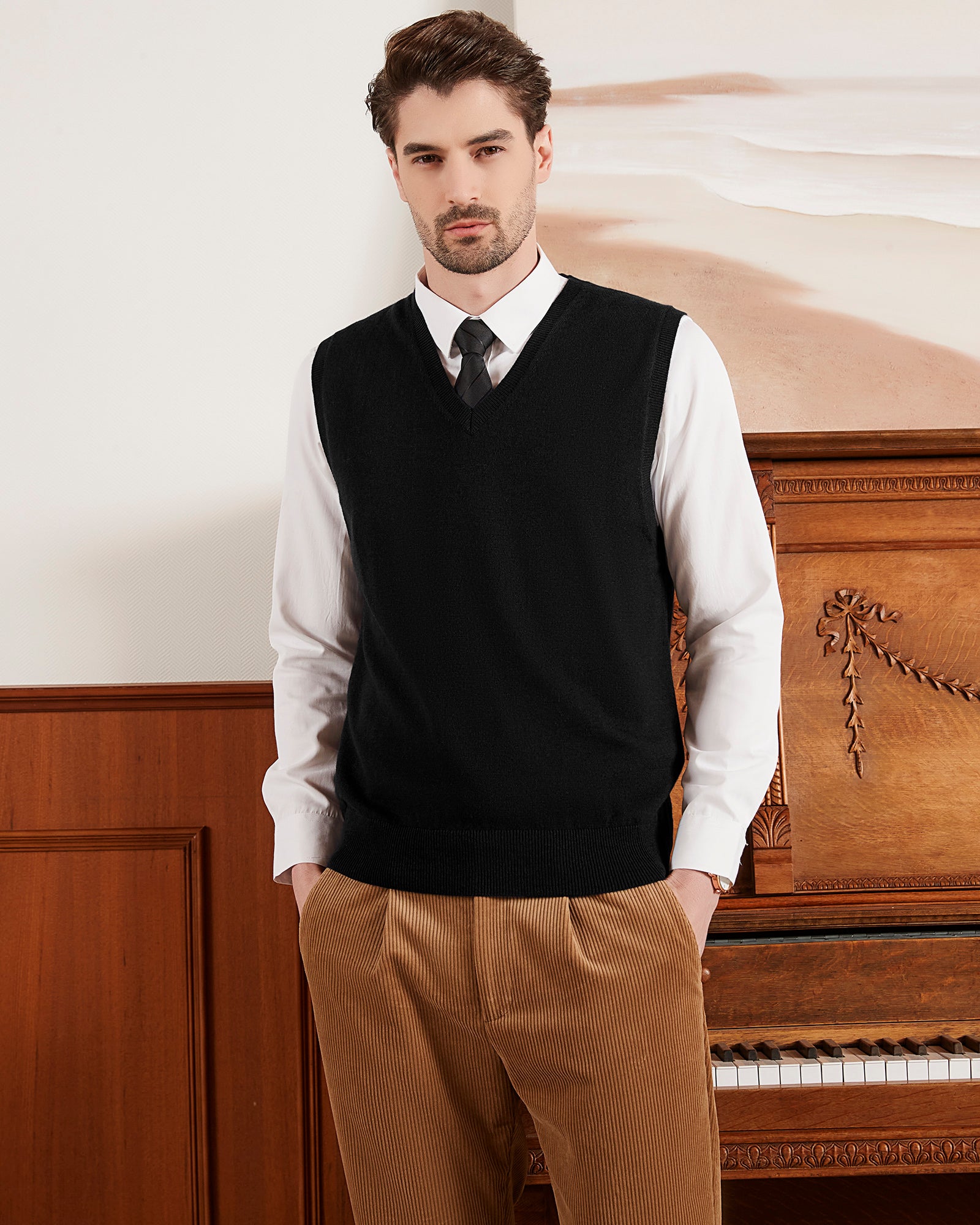 Kallspin Wool Blend Vest Pullover - Premium Men's Clothing
