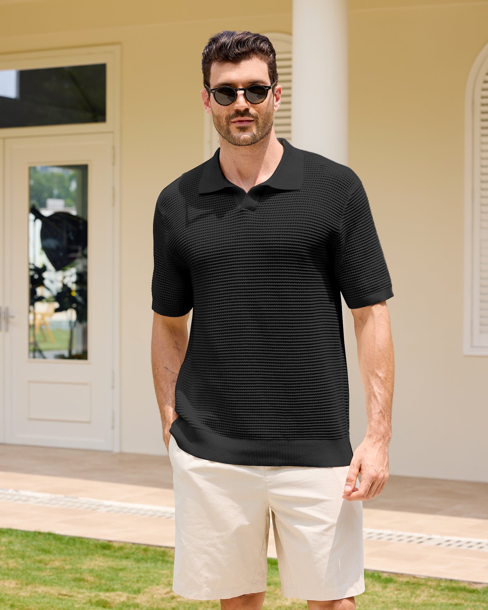 Kallspin Textured Knitted Polo - Premium Men's Clothing