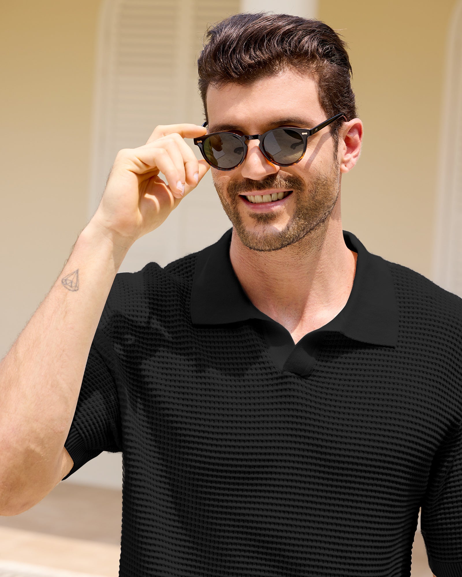 Kallspin Textured Knitted Polo - Premium Men's Clothing