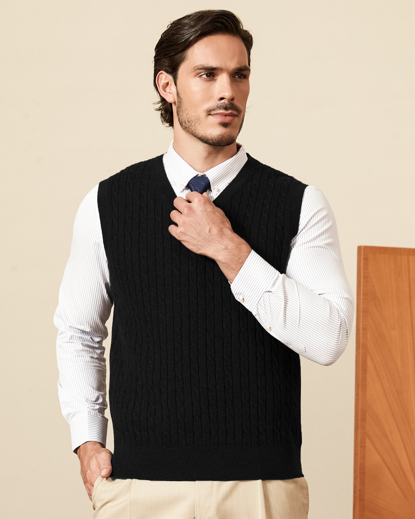 Kallspin Cotton Cable-Knit Vest - Premium Men's Clothing