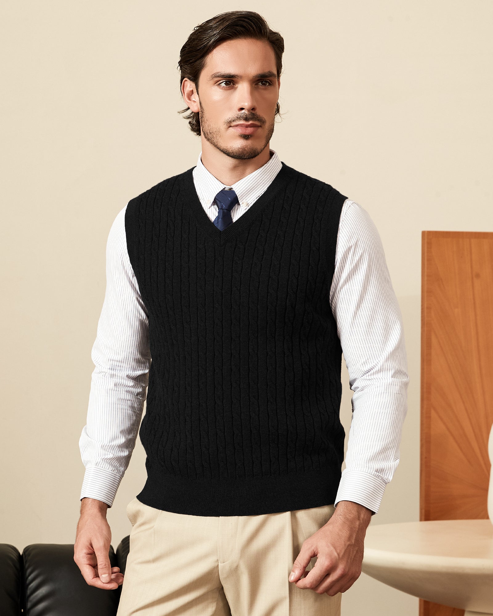 Kallspin Cotton Cable-Knit Vest - Premium Men's Clothing