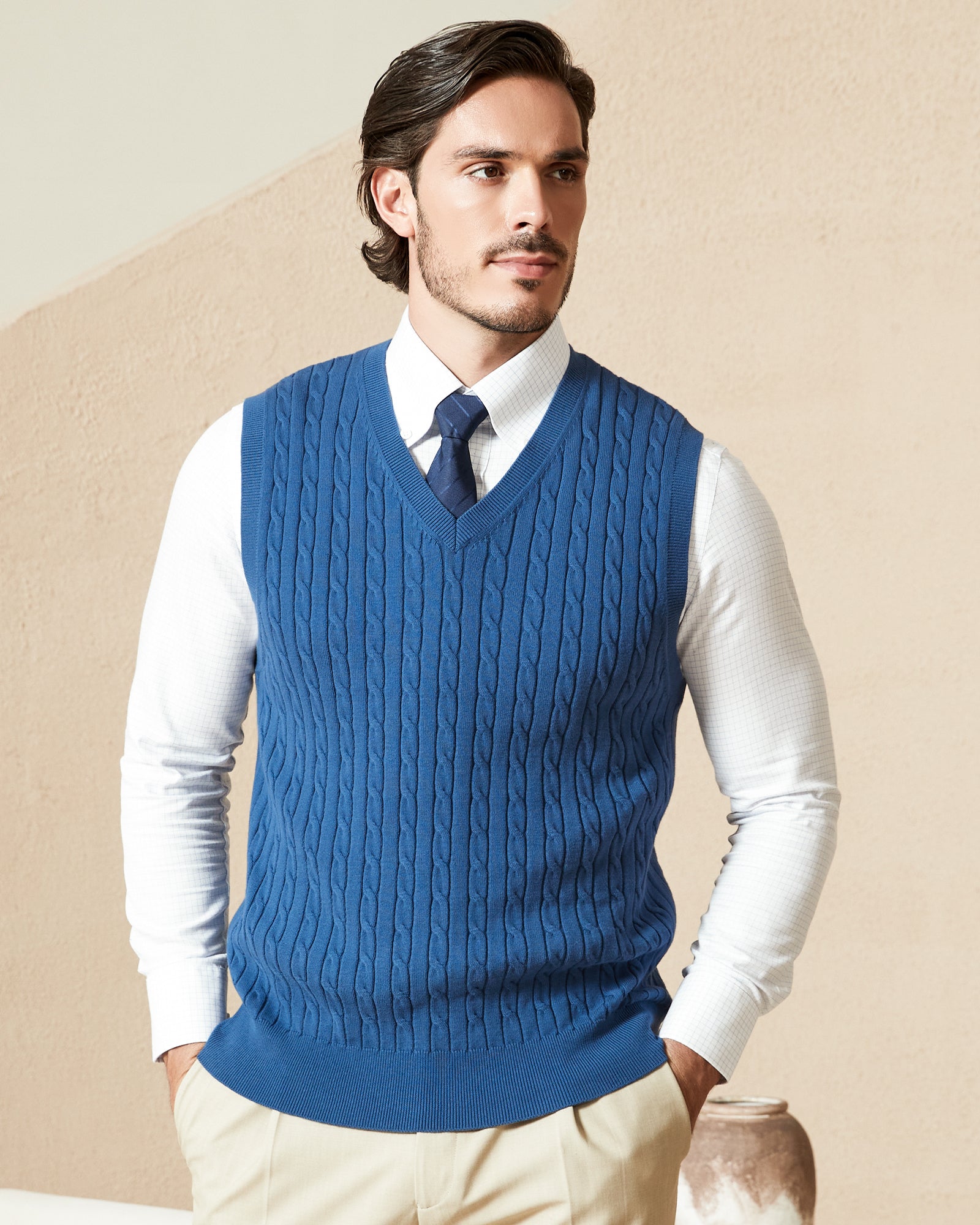 Kallspin Cotton Cable-Knit Vest - Premium Men's Clothing