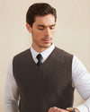 Wool Blend Cable-Knit Vest Pullover