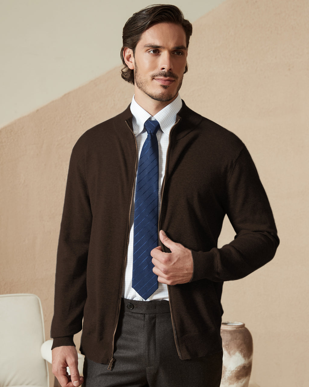Kallspin Cotton Full-zip Cardigan - Premium Men's Clothing