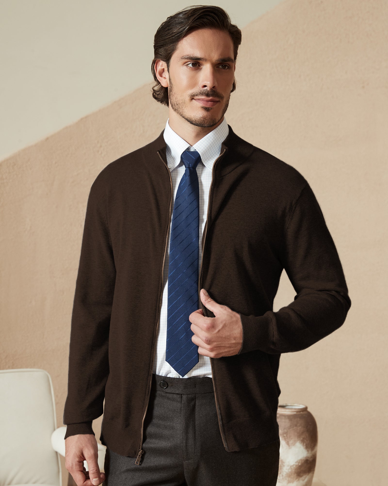 Kallspin Cotton Full-zip Cardigan - Premium Men's Clothing