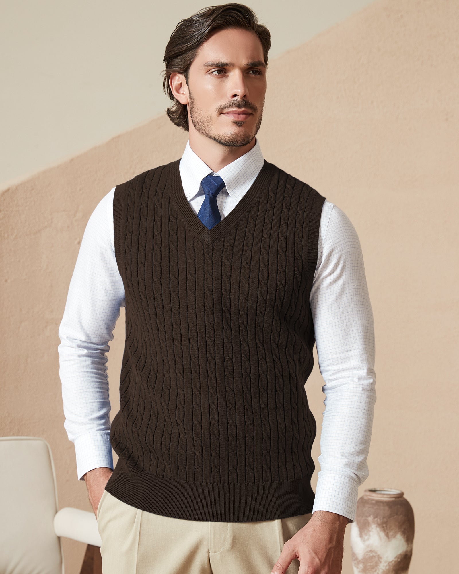 Kallspin Cotton Cable-Knit Vest - Premium Men's Clothing