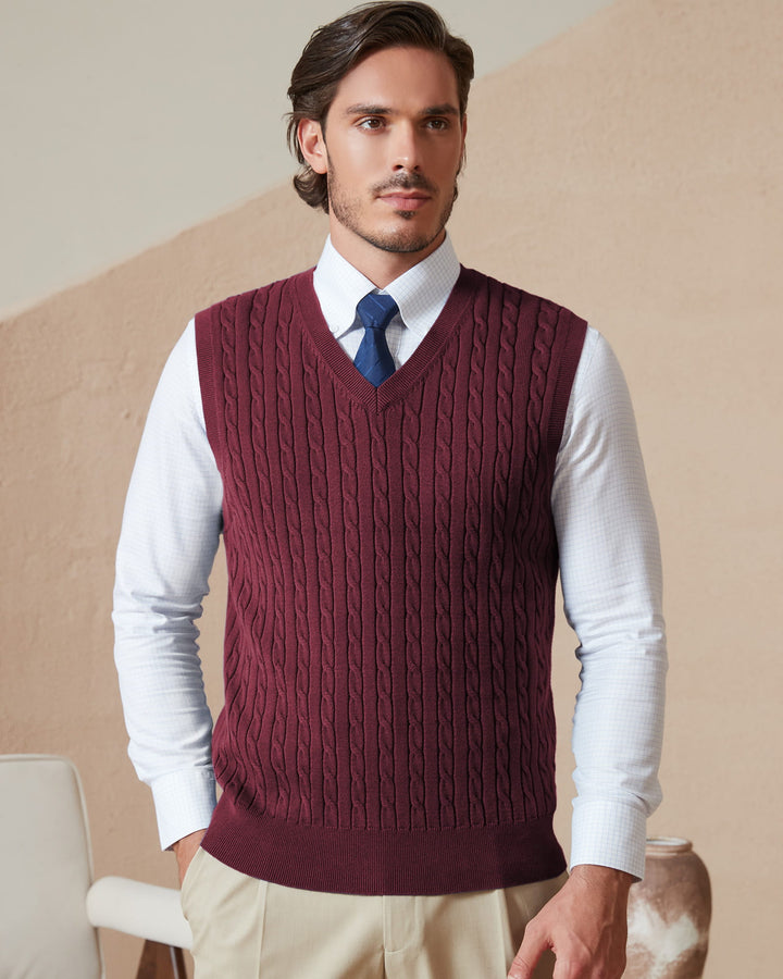 Wool Blend Cable-Knit Sweater Vest