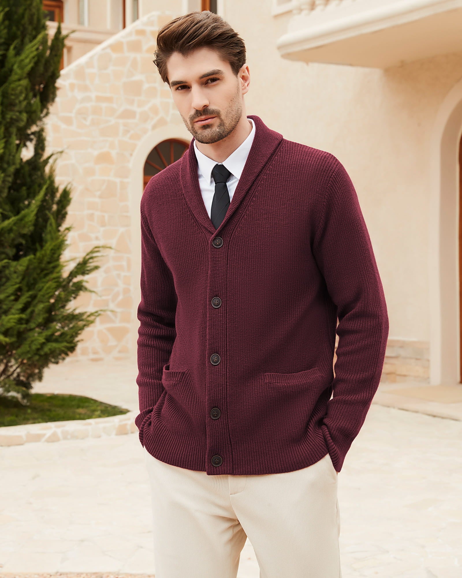 Men's Wool Blend Shawl-Collar Cardigan | KALLSPIN