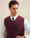 Wool Blend Cable-Knit Vest Pullover