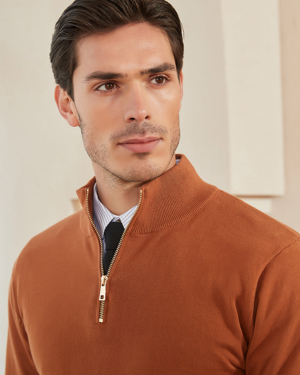 Kallspin Cotton Quarter Zipper Pullover - Premium Men's Clothing