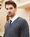 Wool Blend V-Neck Pullover Sweater