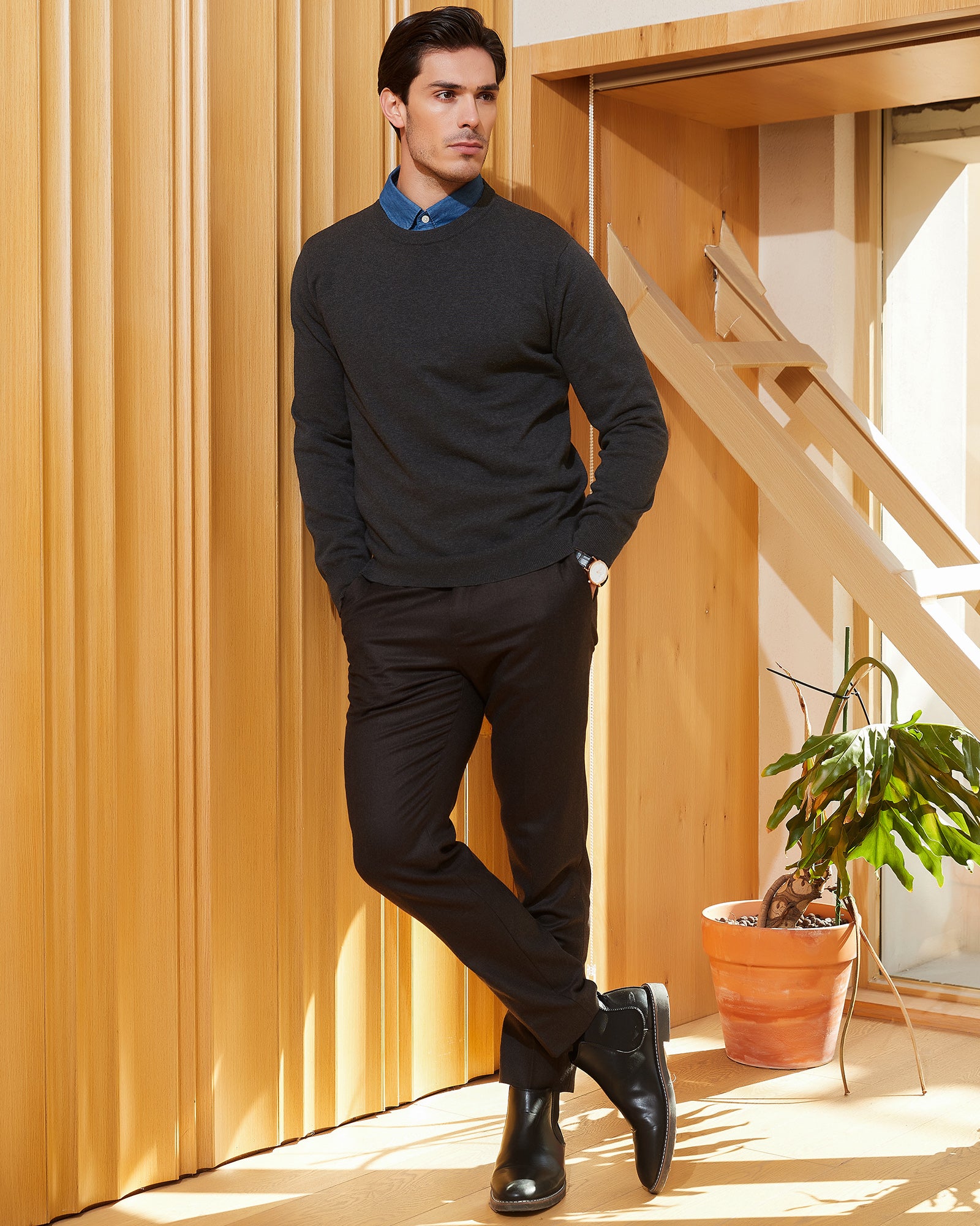 Kallspin Cotton Crewneck Pullover - Premium Men's Clothing