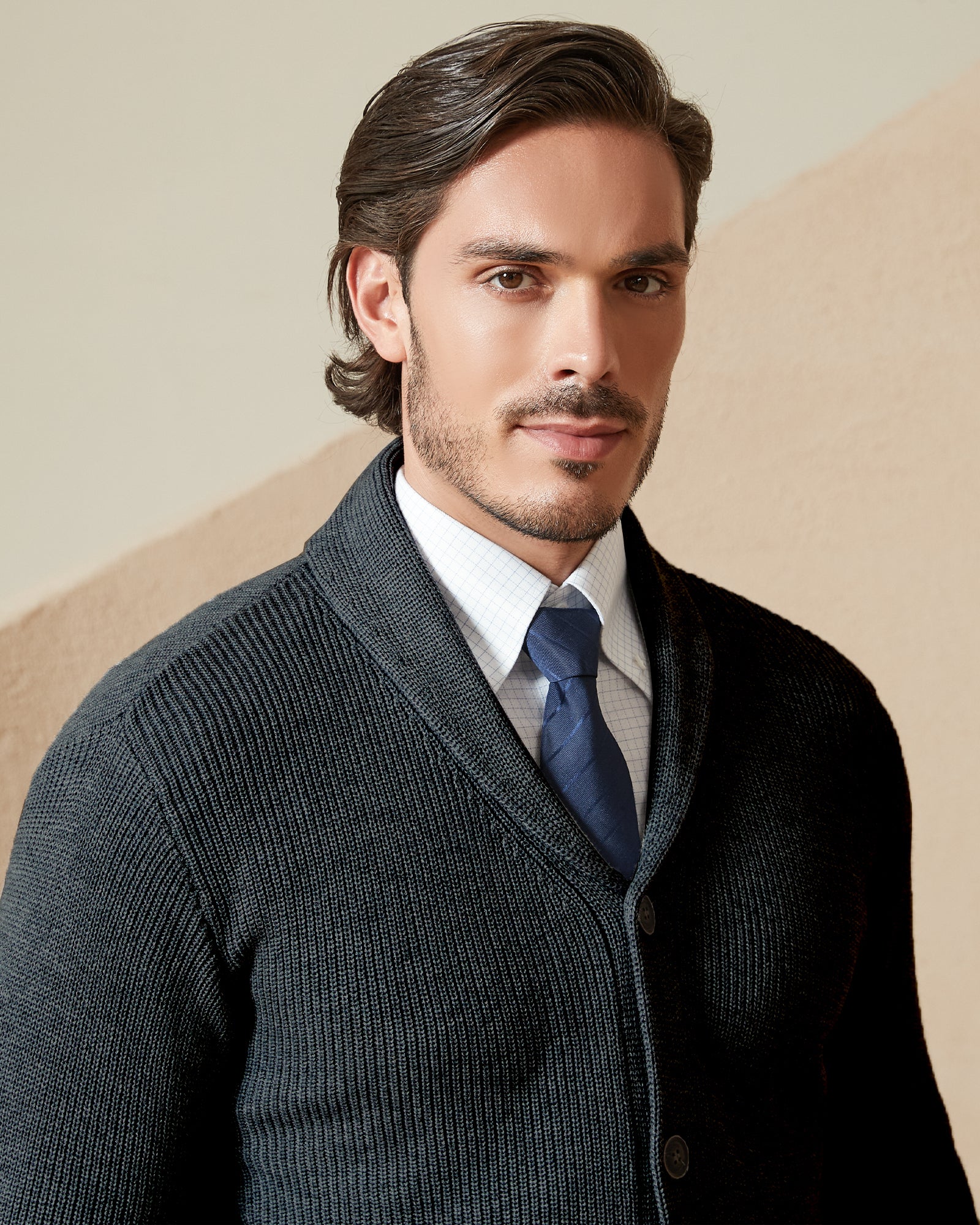 Kallspin Wool Blend Shawl-Collar Cardigan - Premium Men's Clothing