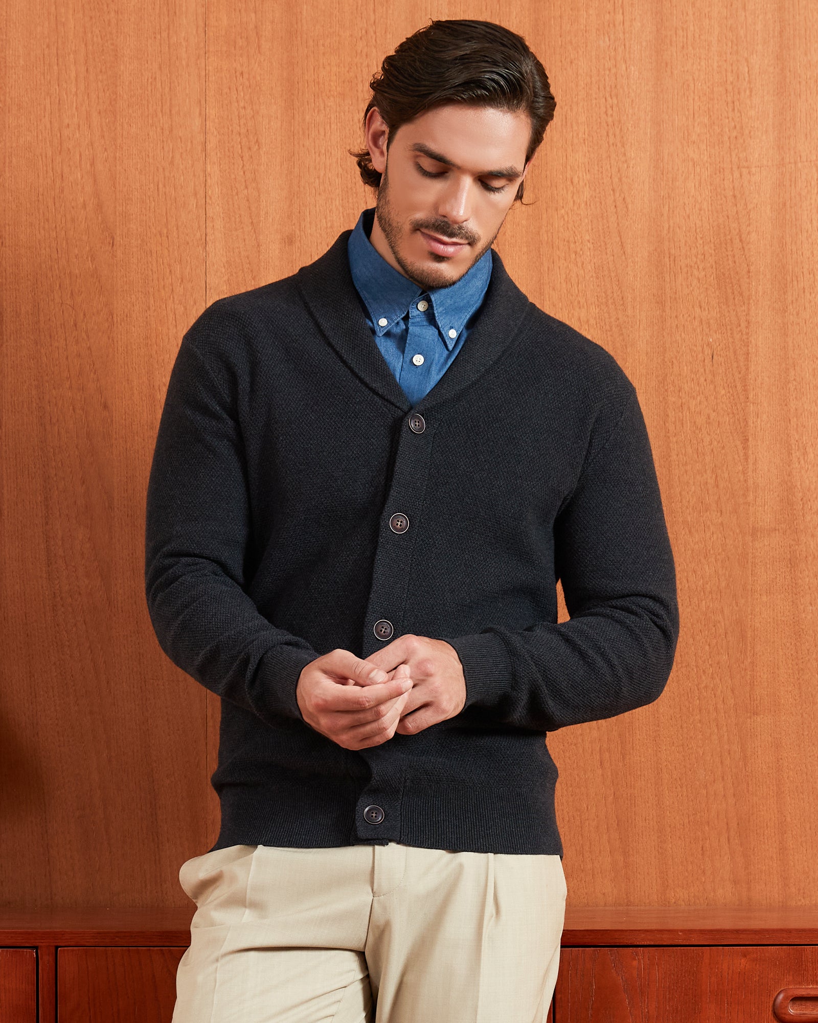 Kallspin Cotton Shawl-Collar Cardigan - Premium Men's Clothing