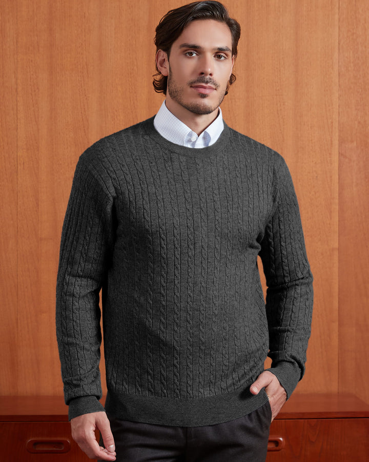 Wool Blend Cable-Knit Crewneck