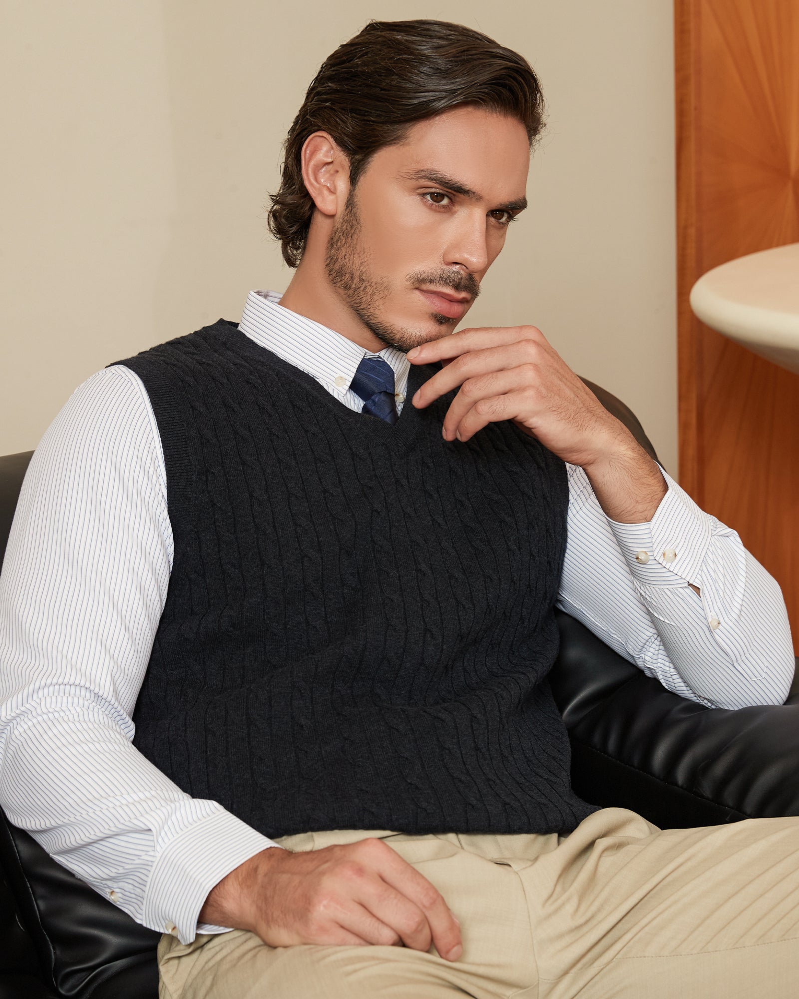 Kallspin Cotton Cable-Knit Vest - Premium Men's Clothing