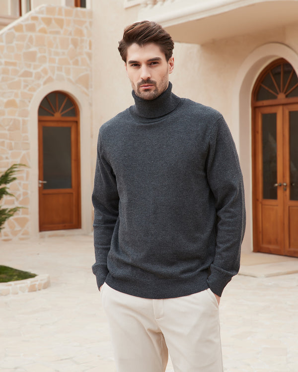 Wool Blend Lightweight Turtleneck Pullover