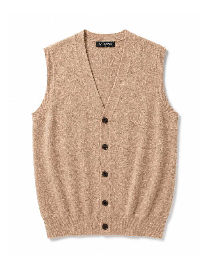Wool Blend V-Neck Cardigan Vest