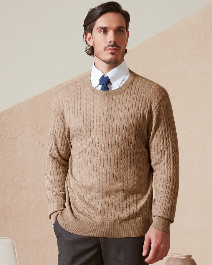 Wool Blend Cable-Knit Crewneck
