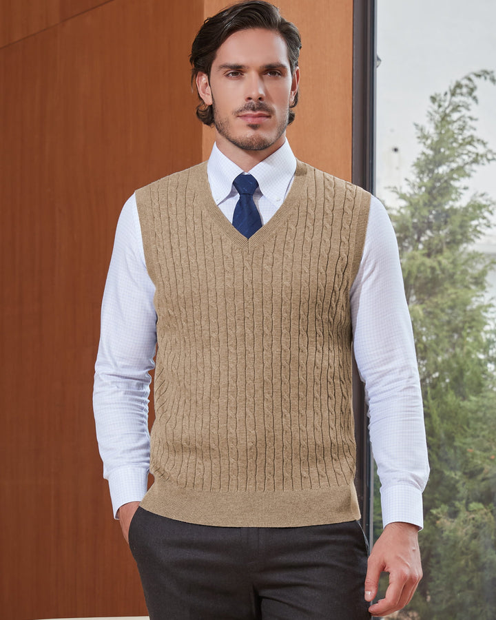Wool Blend Cable-Knit Sweater Vest