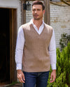 Wool Blend Cable-Knit Vest Pullover