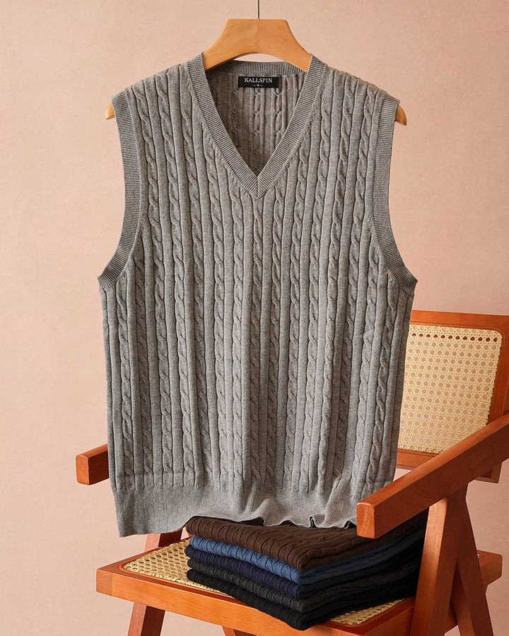 Cotton Cable-Knit Sweater Vest