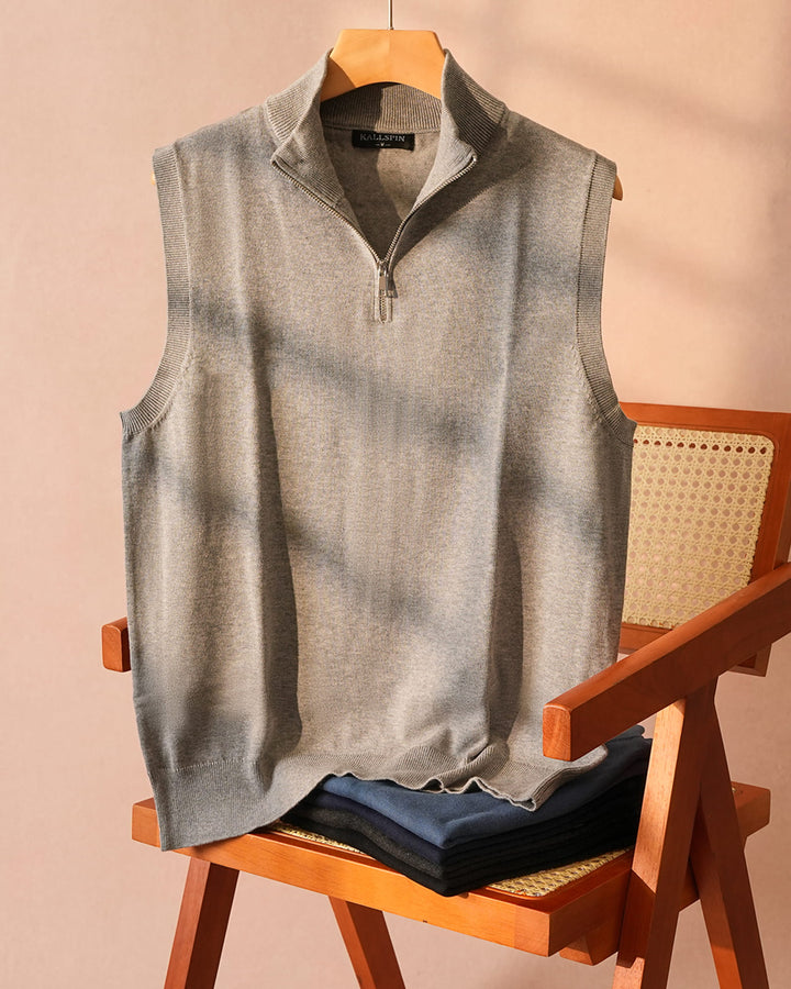Cotton Quarter-Zip Vest