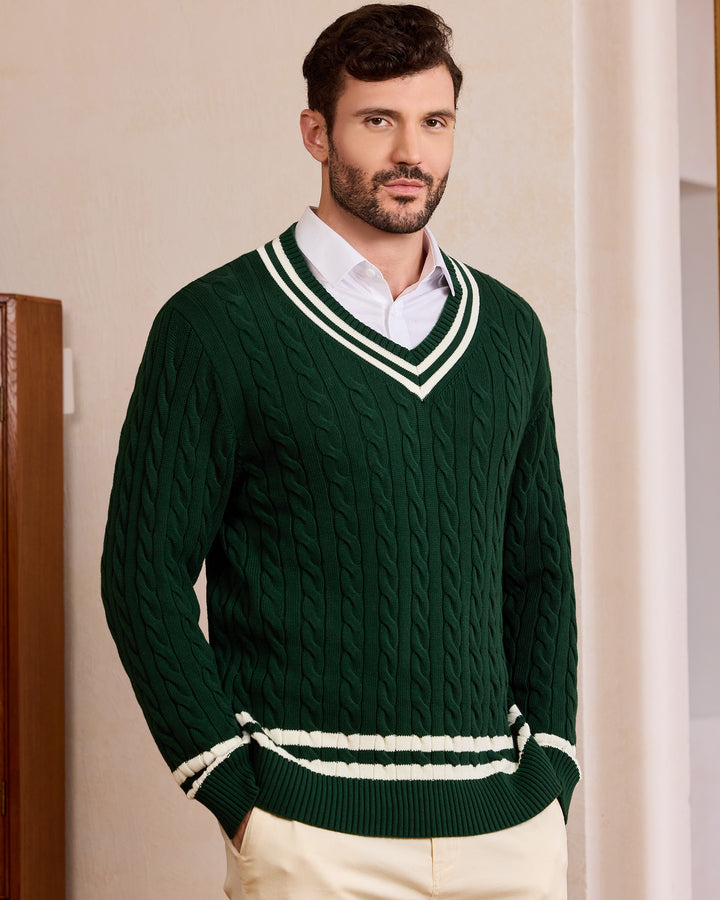 Cotton Retro Cable-Knit Pullover