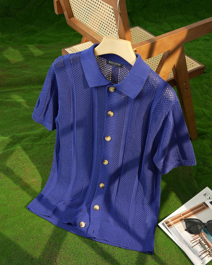 Cotton Button-Down Knit Shirt