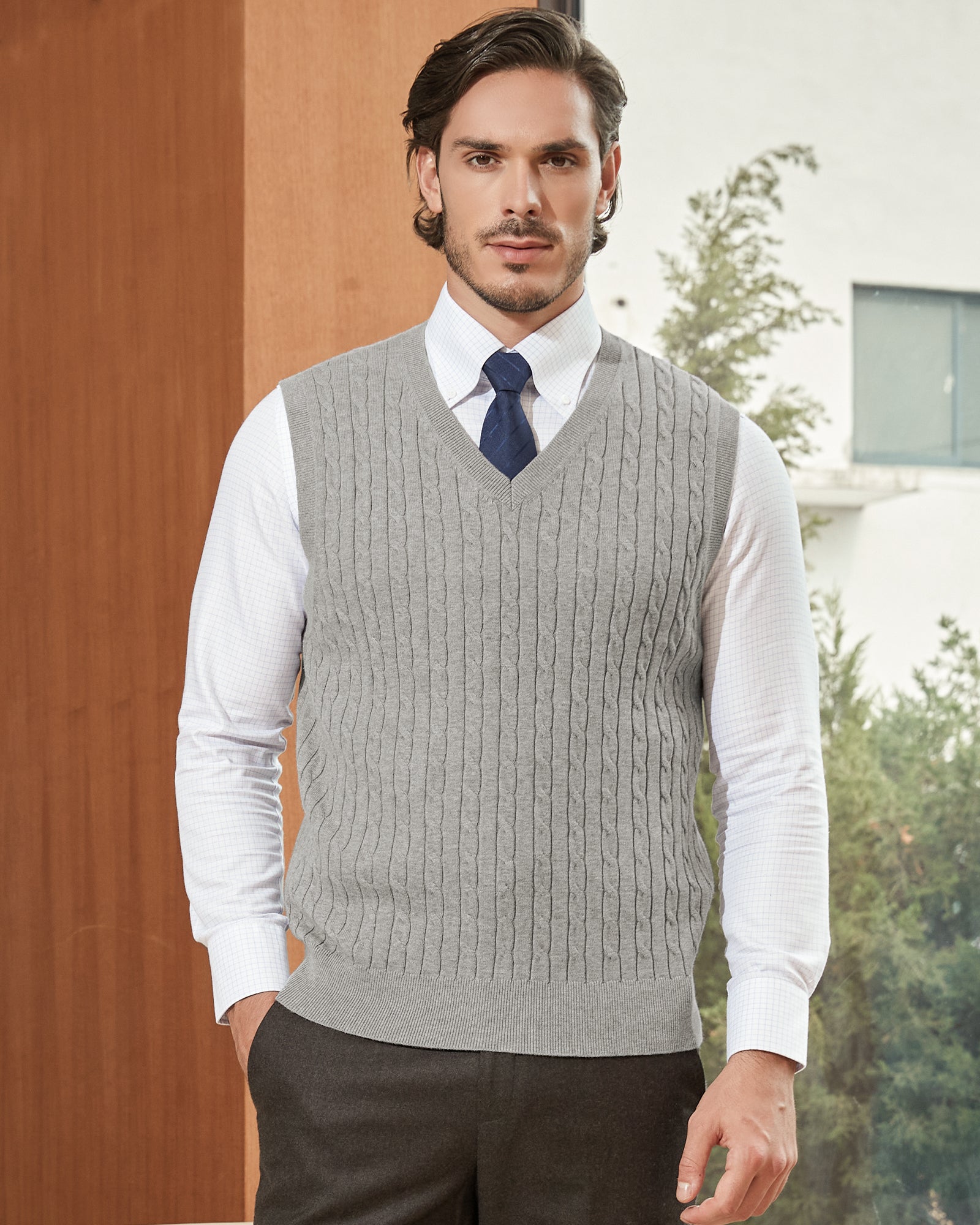 Kallspin Cotton Cable-Knit Vest - Premium Men's Clothing
