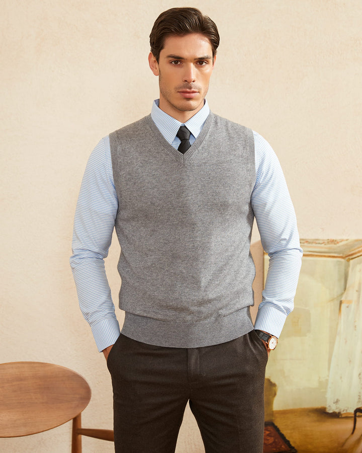 Wool Blend V-Neck Sweater Vest