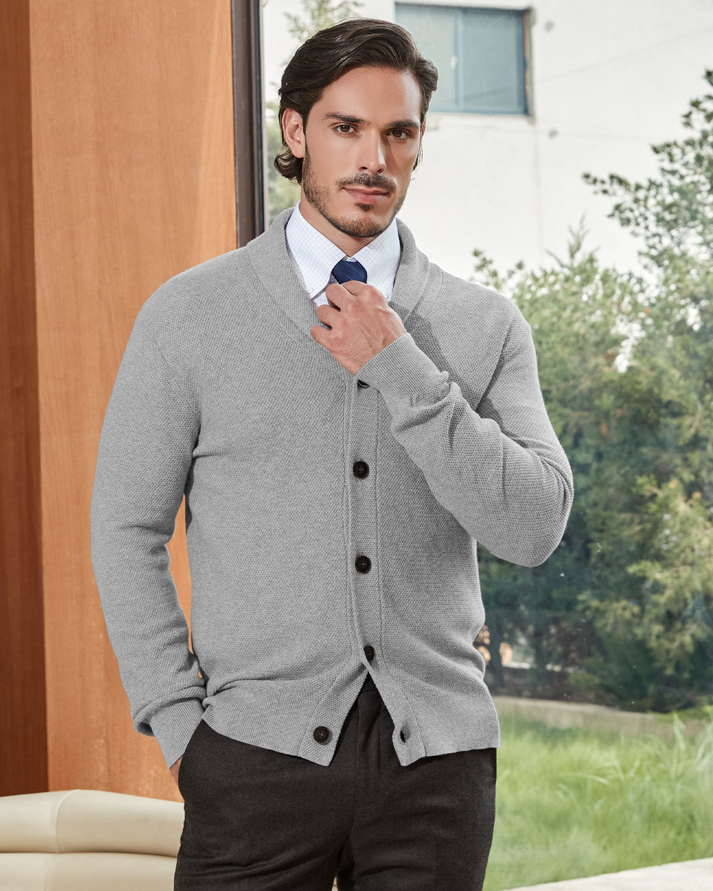 Kallspin Cotton Shawl-Collar Cardigan - Premium Men's Clothing