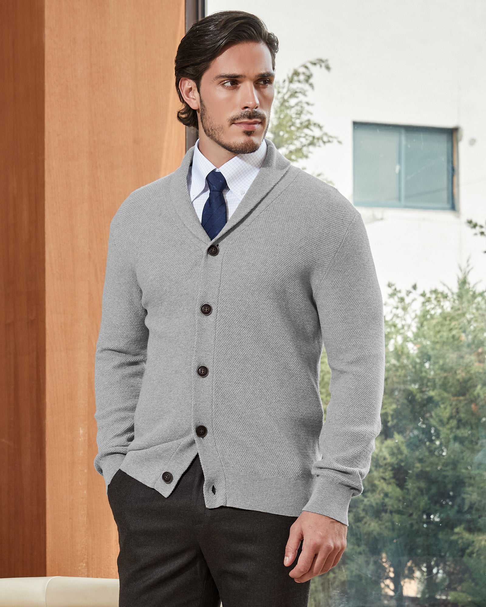 Kallspin Cotton Shawl-Collar Cardigan - Premium Men's Clothing