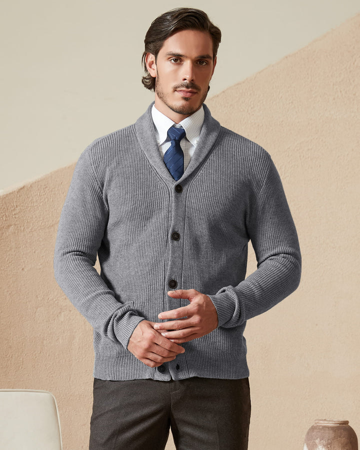 Wool Blend Shawl-Collar Cardigan