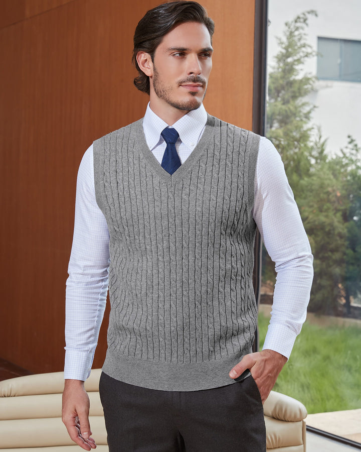 Wool Blend Cable-Knit Sweater Vest