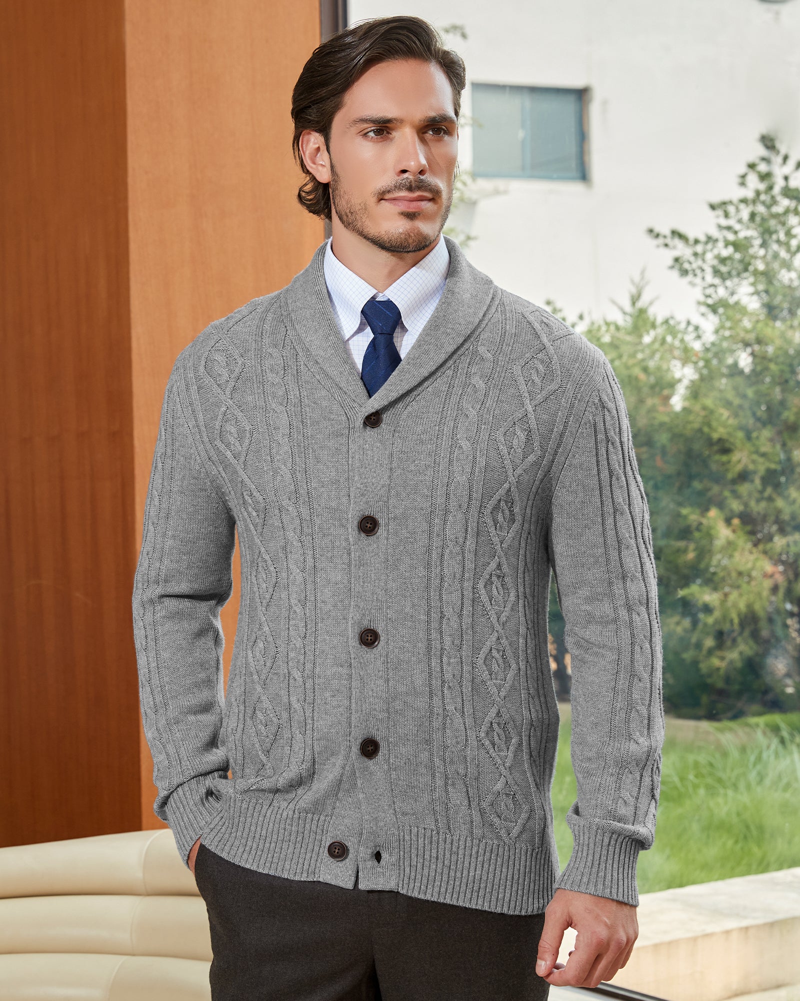 Kallspin Cabel-Knit Shawl-collar Cardigan - Premium Men's Clothing