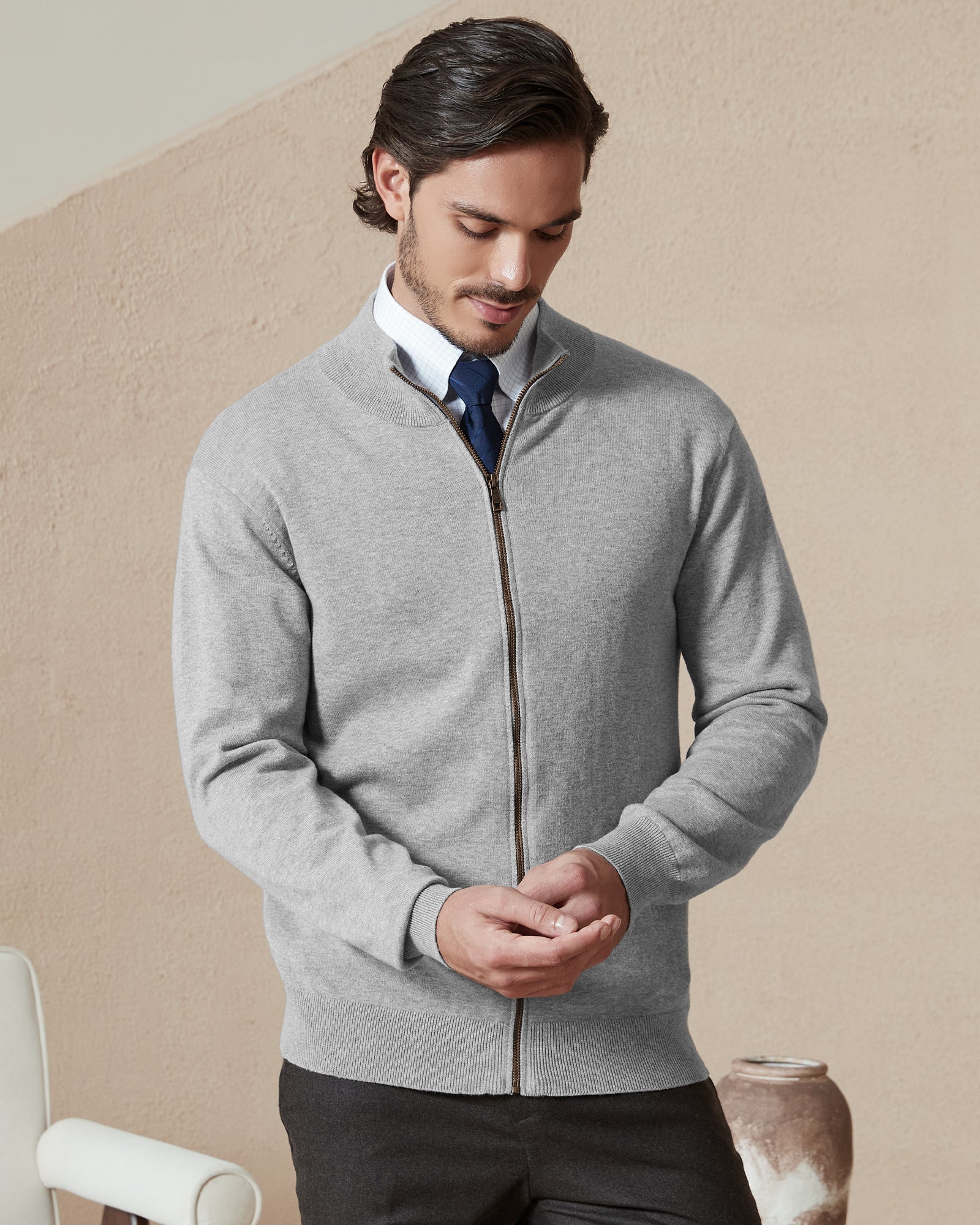 Kallspin Cotton Full-zip Cardigan - Premium Men's Clothing