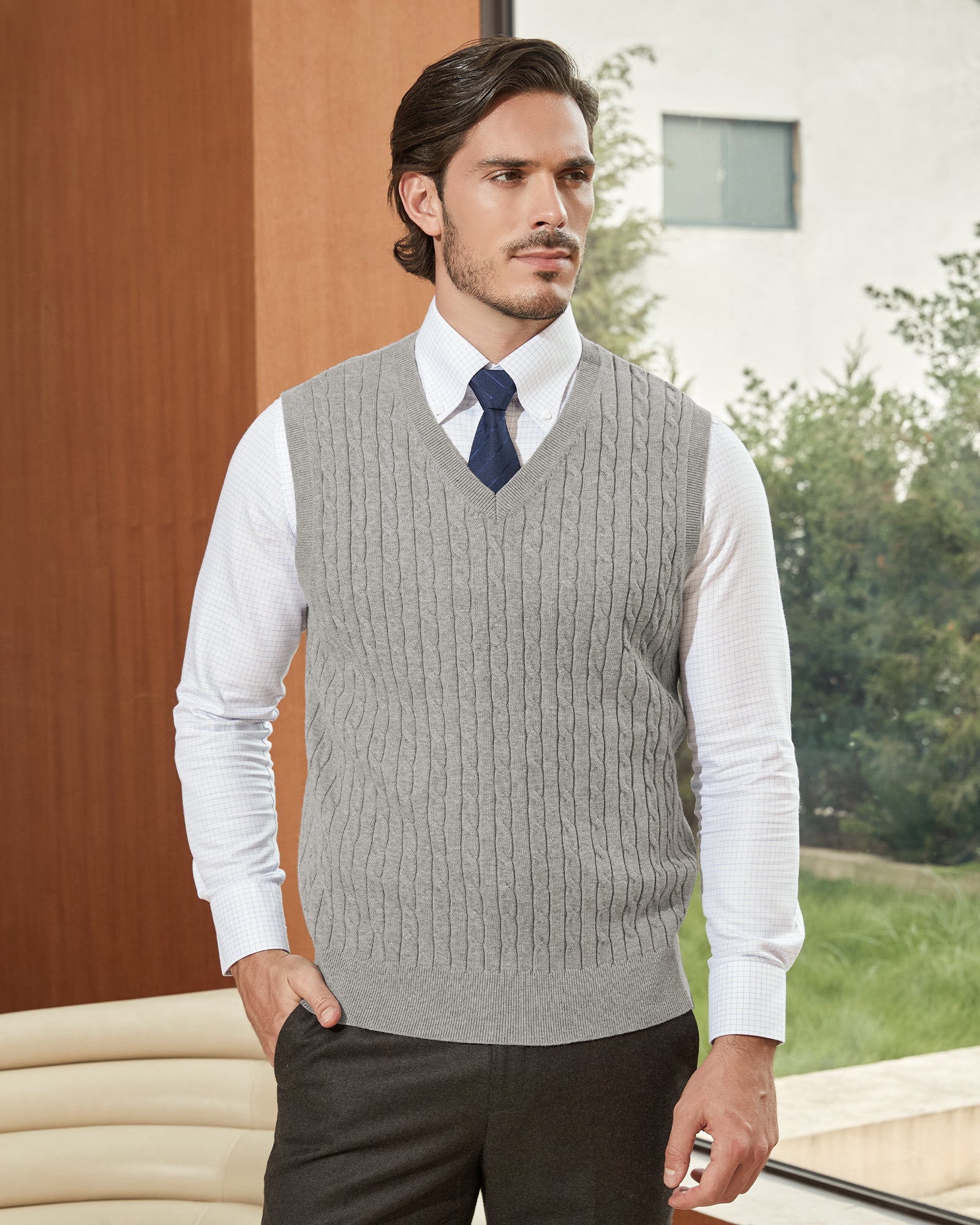 Kallspin Cotton Cable-Knit Vest - Premium Men's Clothing