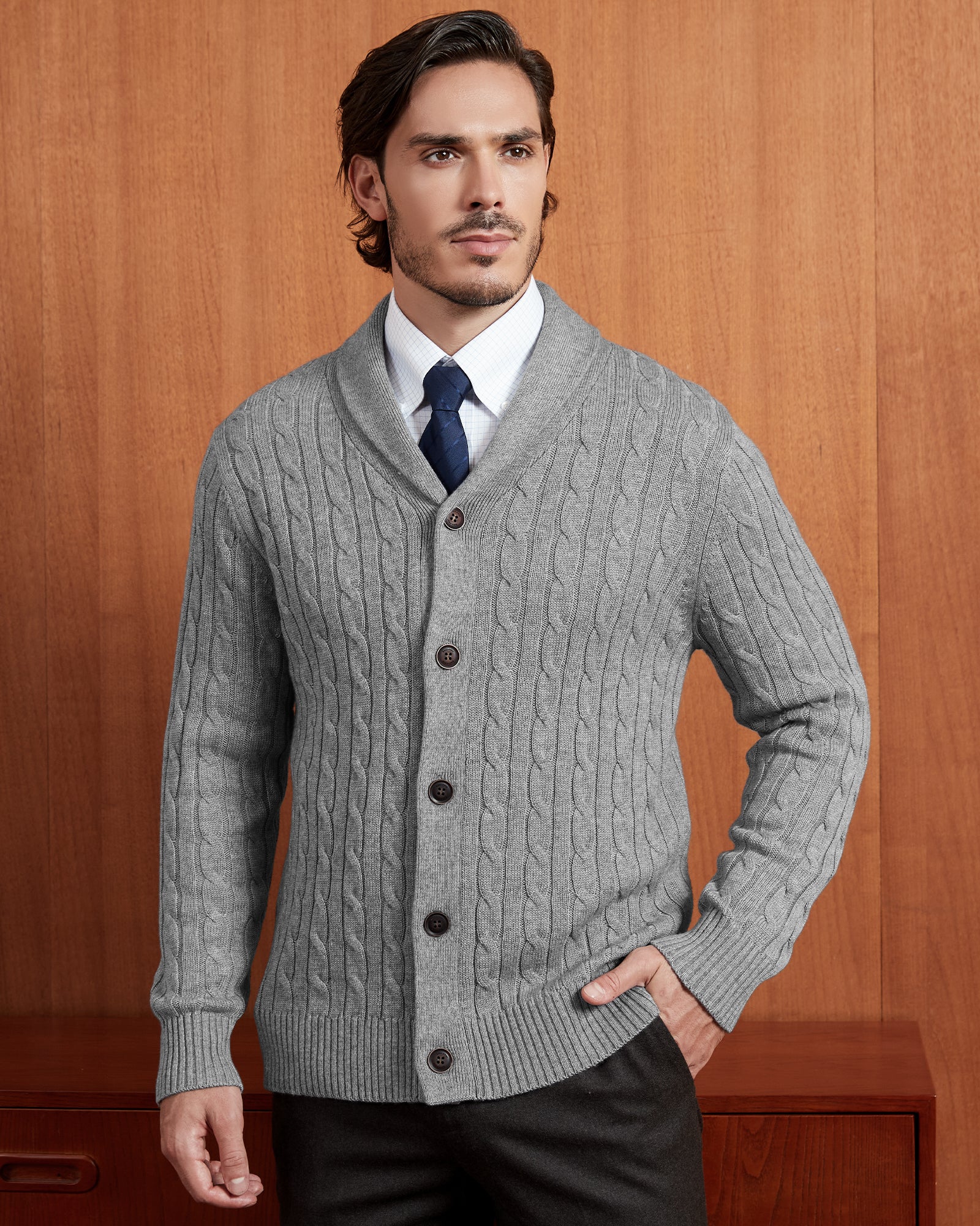 Kallspin Cabel-Knit Shawl-collar Cardigan - Premium Men's Clothing