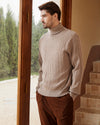 Wool Blend Cable-Knit Turtleneck Pullover