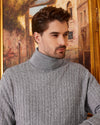 Wool Blend Cable-Knit Turtleneck Pullover