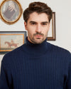 Wool Blend Cable-Knit Turtleneck Pullover