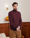 Wool Blend Cable-Knit Turtleneck Pullover