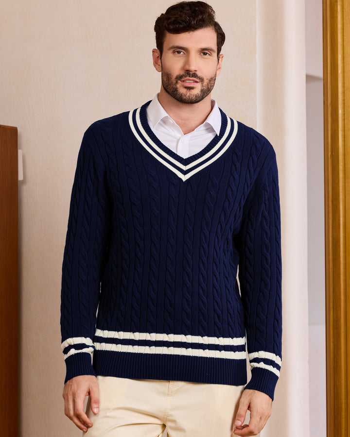 Cotton Retro Cable-Knit Pullover