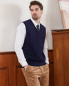 Wool Blend Cable-Knit Vest Pullover