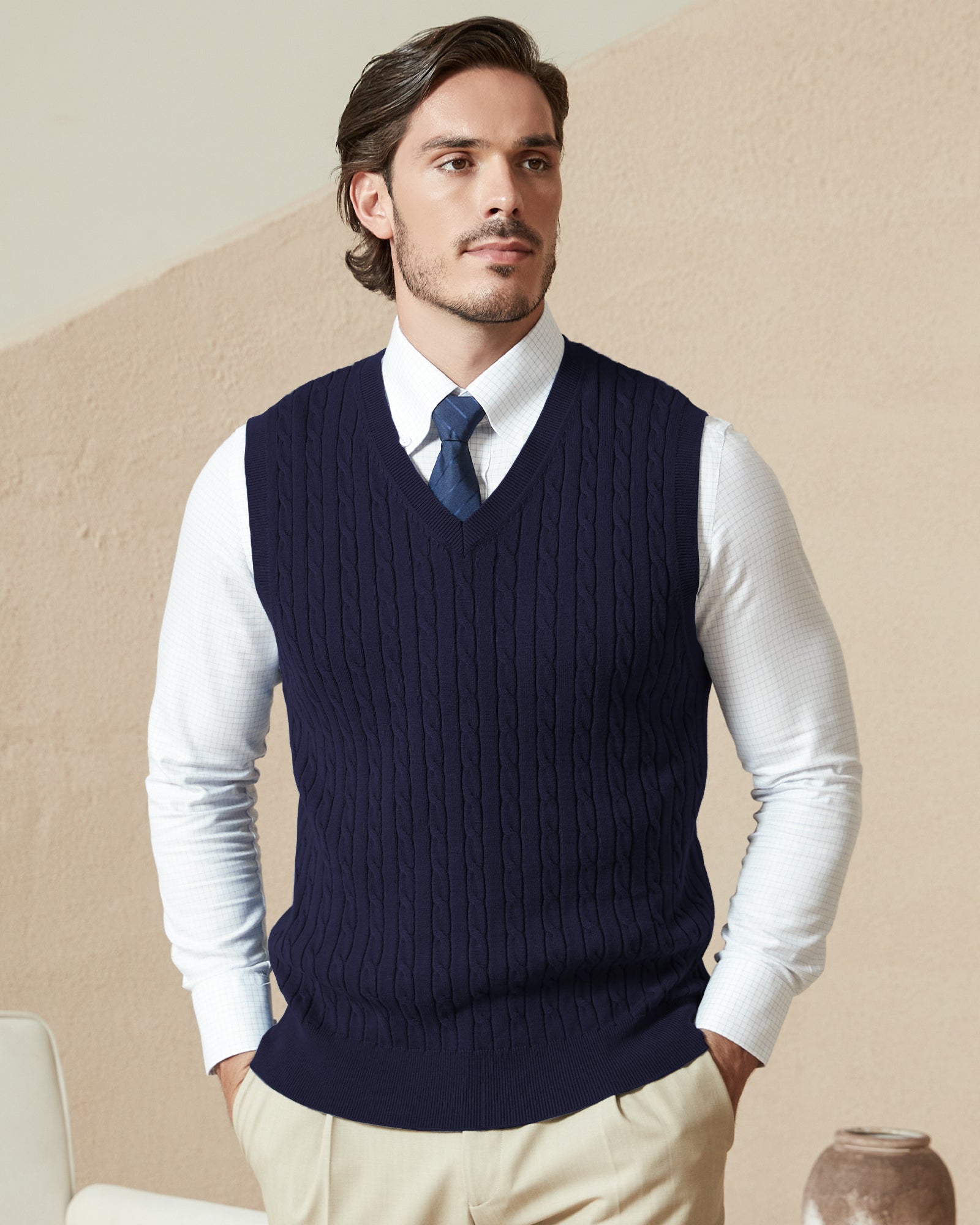 Kallspin Cotton Cable-Knit Vest - Premium Men's Clothing