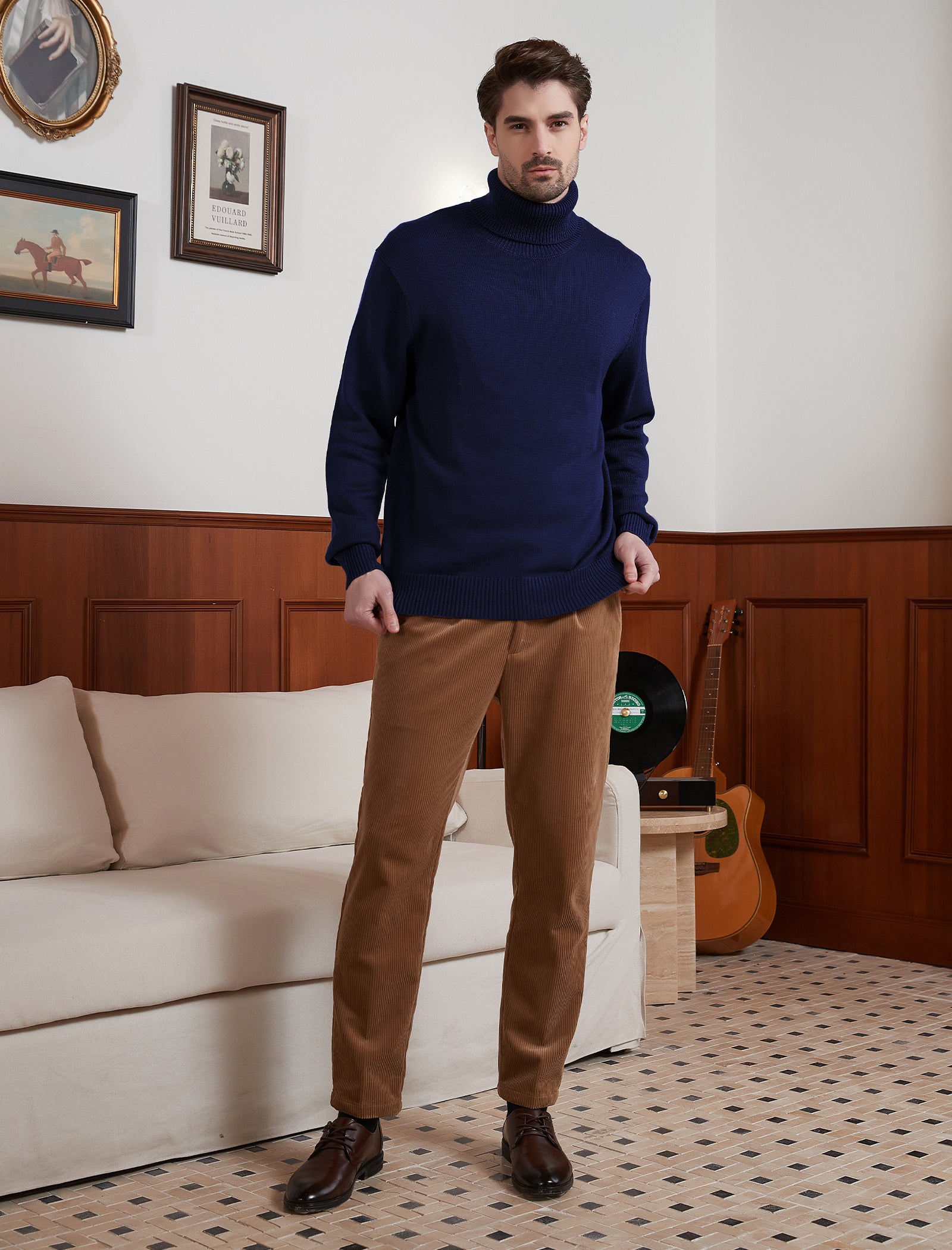 Kallspin Wool Blend Turtle Neck Pullover - Premium Men's Clothing