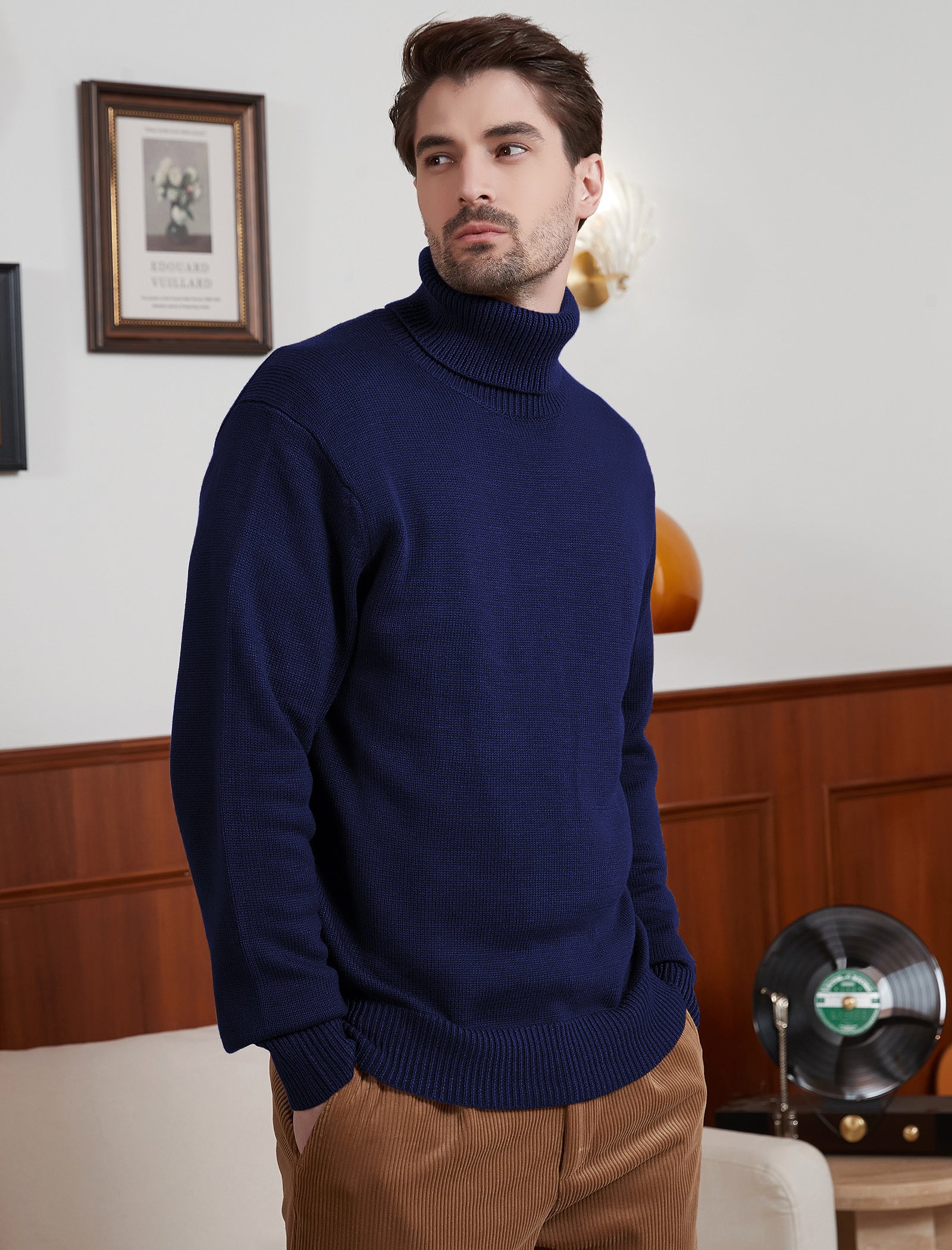 Kallspin Wool Blend Turtle Neck Pullover - Premium Men's Clothing