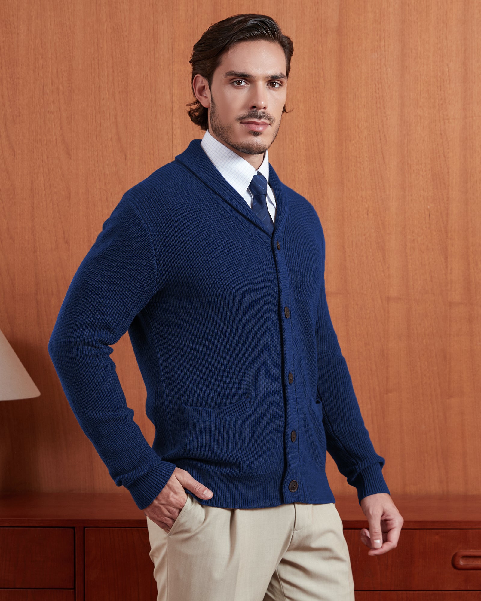 Kallspin Wool Blend Shawl-Collar Cardigan - Premium Men's Clothing